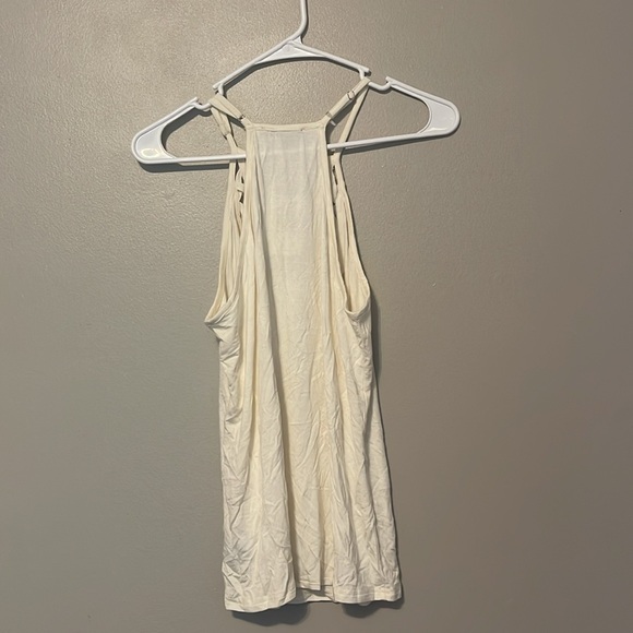 NWT High Neck Mesh Inset Tank Top in Cream - Picture 4 of 5